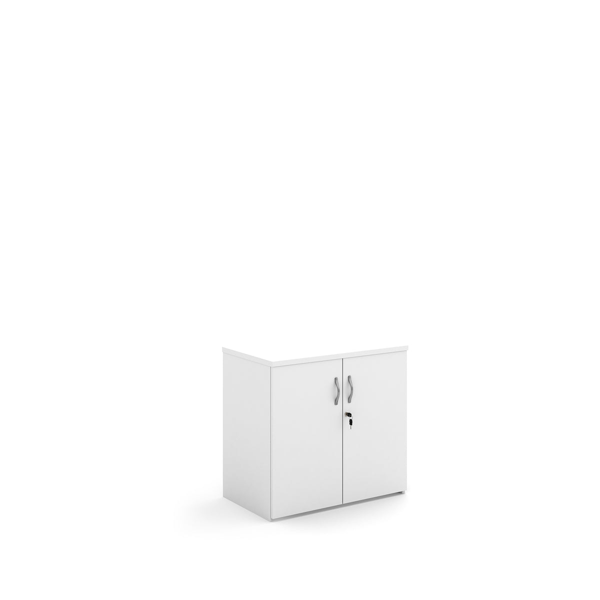 Universal double door cupboard 740mm high with 1 shelf - white - view 1