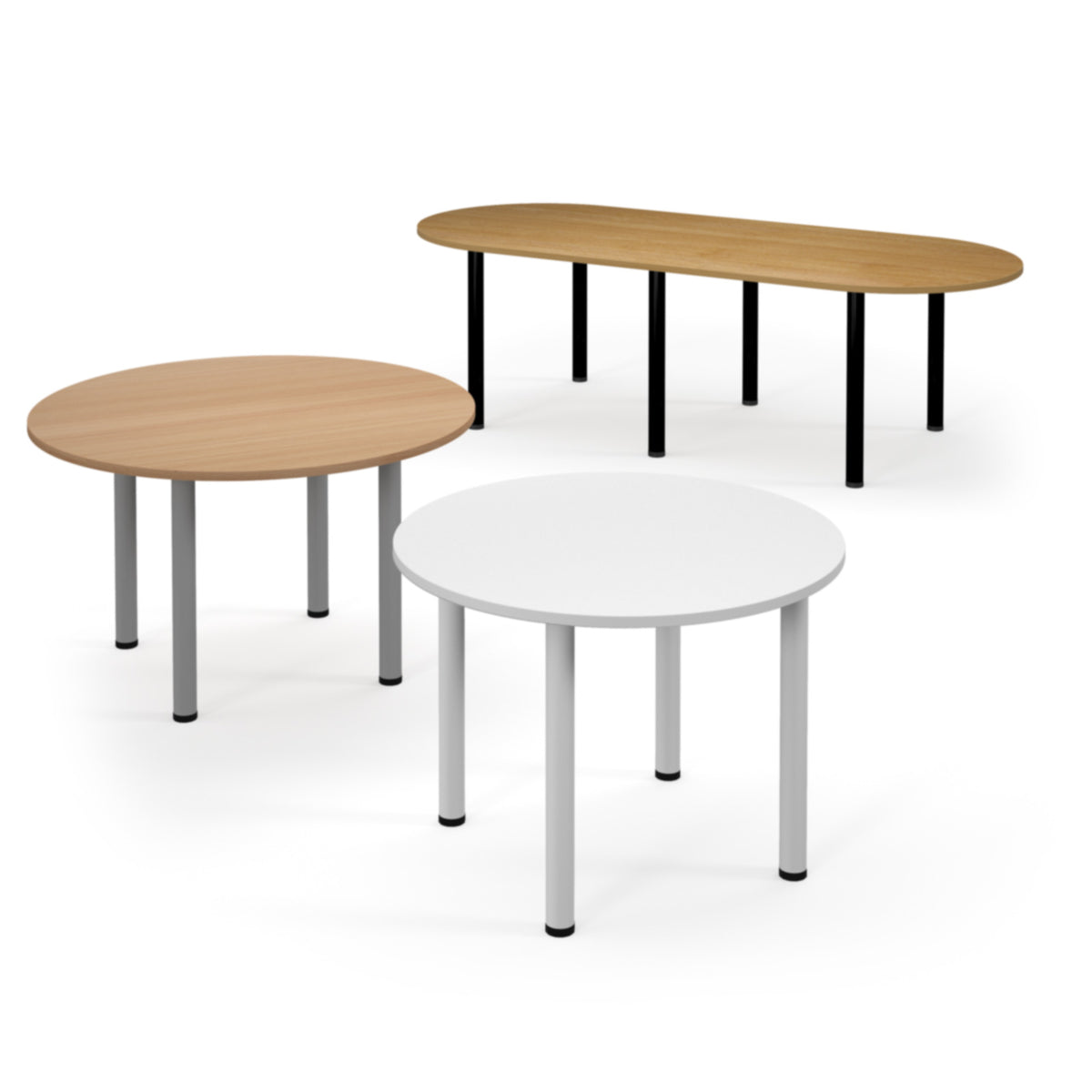 Radial end meeting table 2400mm x 1000mm with 6 chrome radial legs - Beech - view 2
