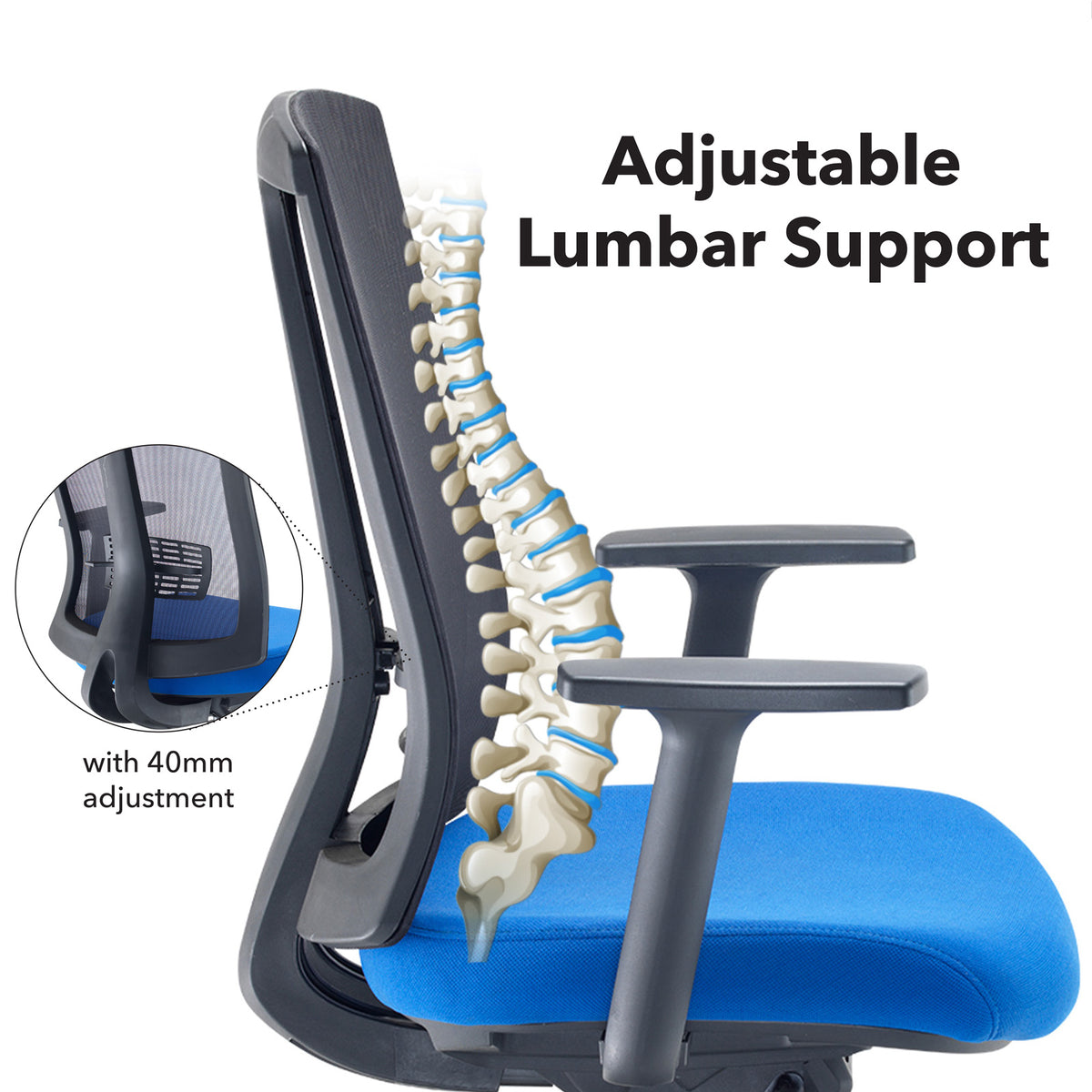 Ronan mesh back operators chair with fixed arms - blue - view 2