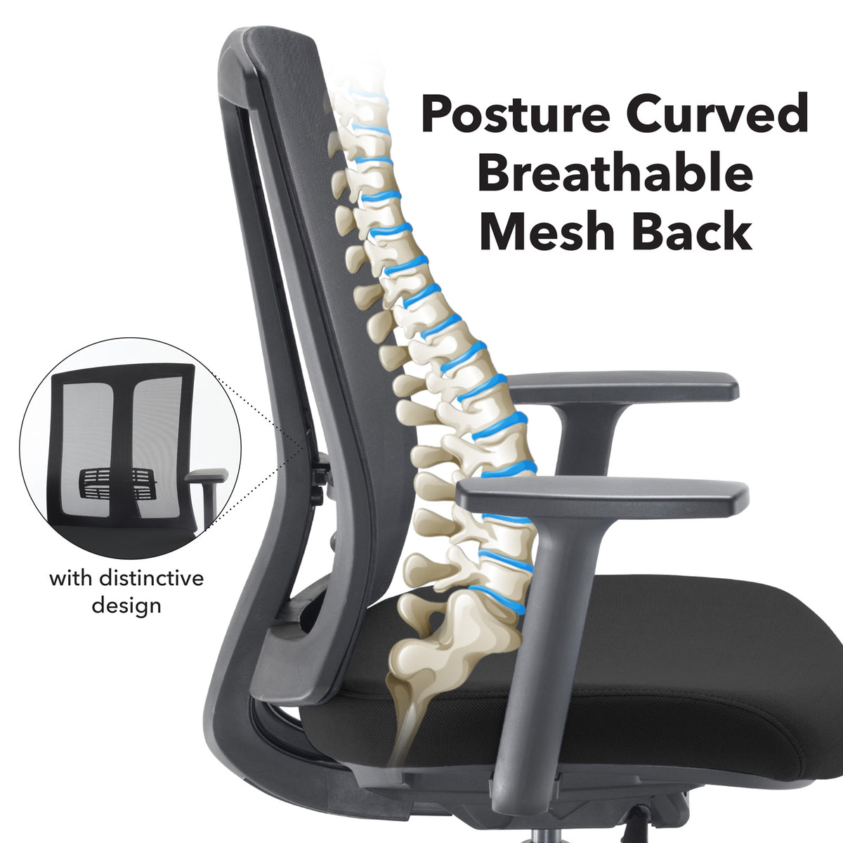 Ronan mesh back operators chair with fixed arms - black - view 4