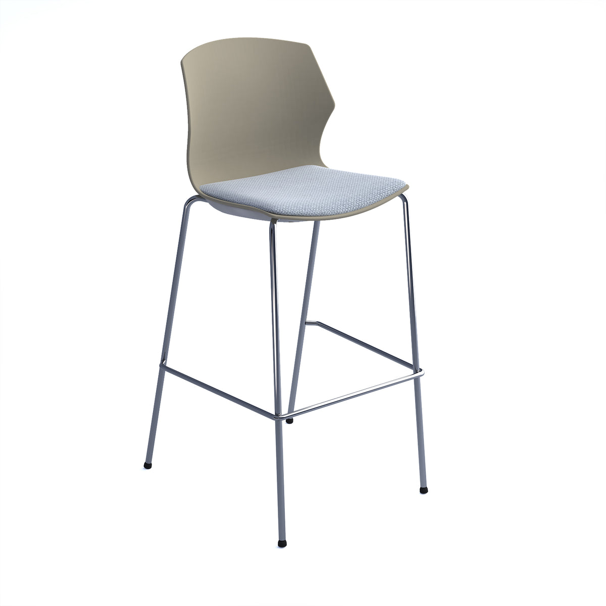 Roscoe high stool with chrome legs and plastic shell - sandy Beech with made to order seat - view 1