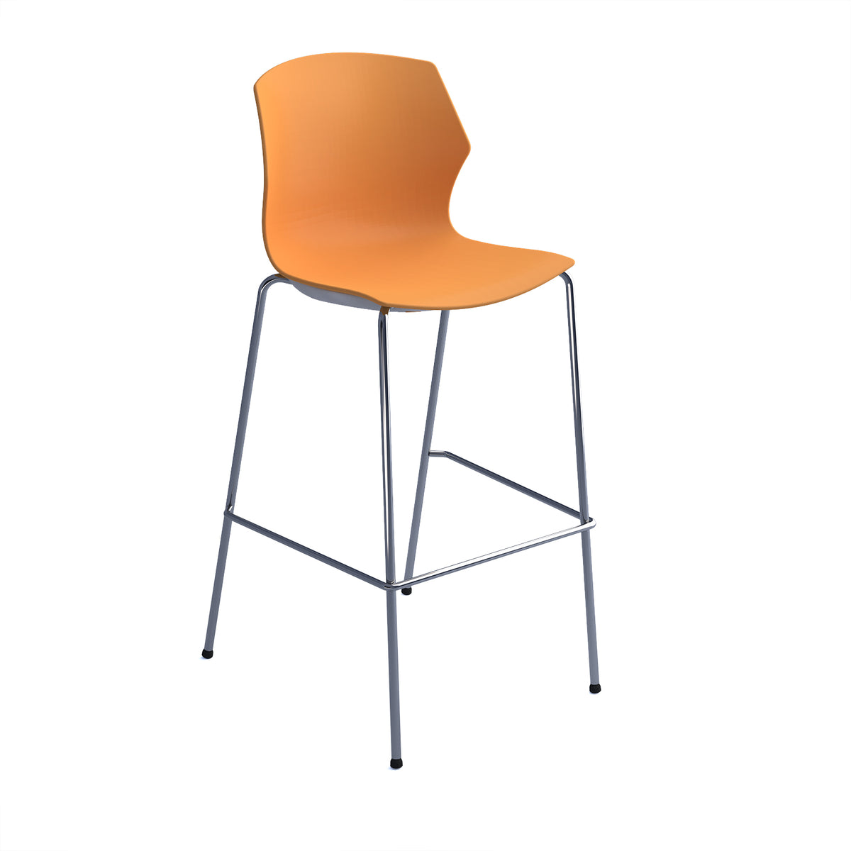 Roscoe high stool with chrome legs and plastic shell - warm yellow - view 1