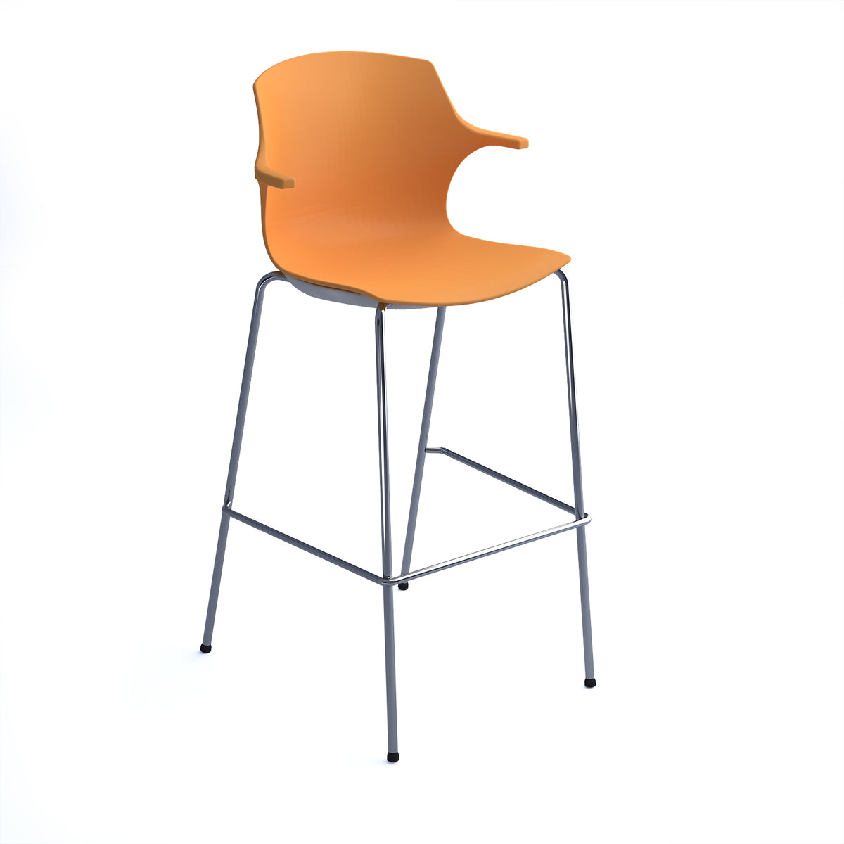 Roscoe high stool with chrome legs and plastic shell with arms - warm yellow - view 1