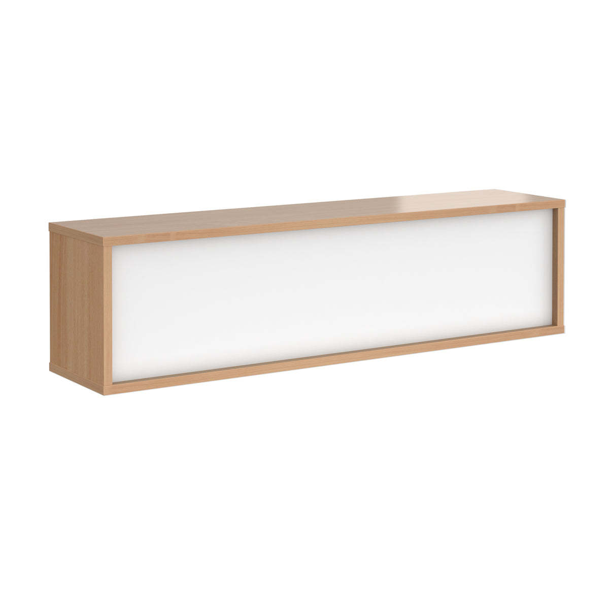 Denver reception straight top unit 1600mm - Beech with white panels - view 1