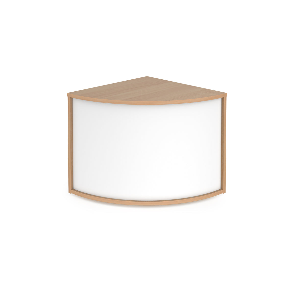Denver reception 90° corner base unit 800mm - Beech with white panels - view 1