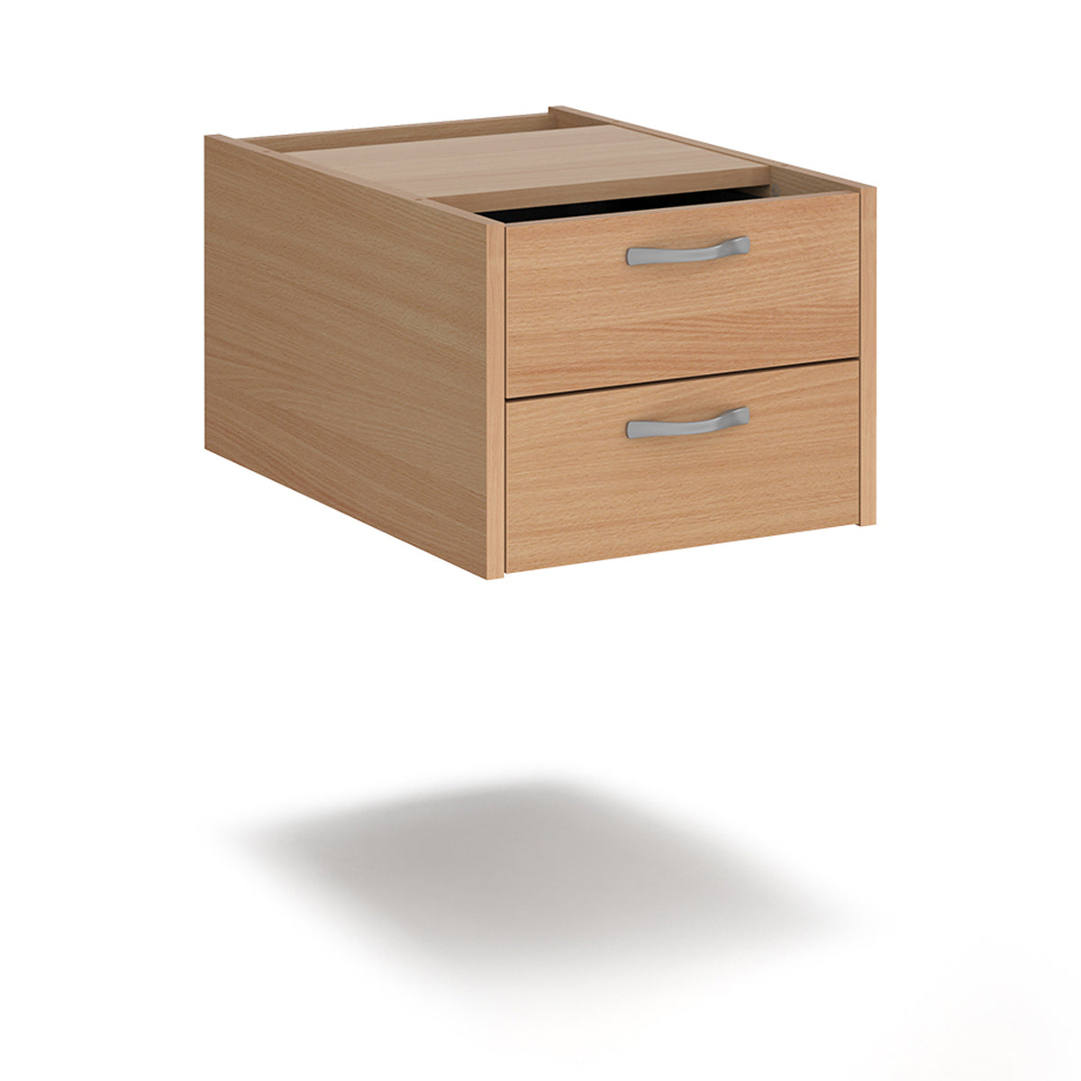Maestro 25 shallow 2 drawer fixed pedestal for 600mm deep desks - Beech - view 1