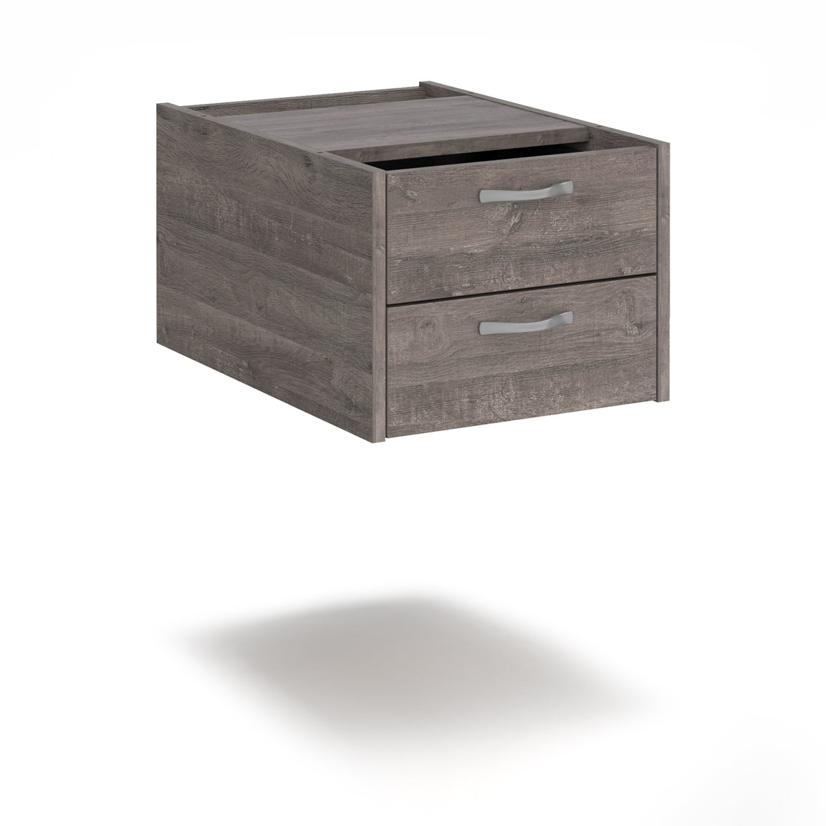 Maestro 25 shallow 2 drawer fixed pedestal for 600mm deep desks - Grey Oak - view 1