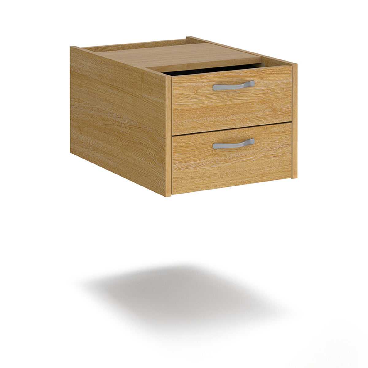 Maestro 25 shallow 2 drawer fixed pedestal for 600mm deep desks - oak - view 1