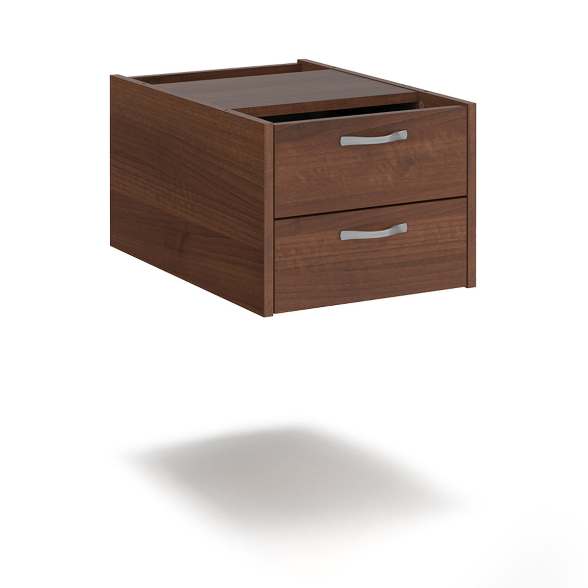 Maestro 25 shallow 2 drawer fixed pedestal for 600mm deep desks - Walnut - view 1