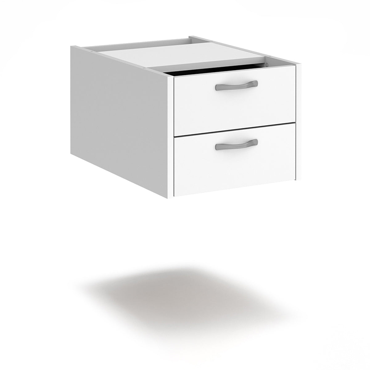 Maestro 25 shallow 2 drawer fixed pedestal for 600mm deep desks - white - view 1