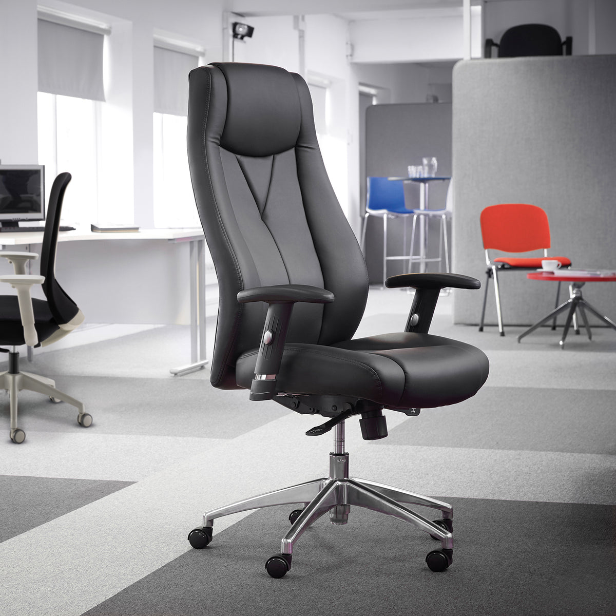 Odessa high back executive chair - black faux leather - view 4