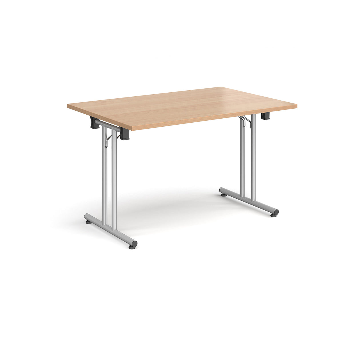 Rectangular folding leg table with silver legs and straight foot rails 1200mm x 800mm - Beech - view 1