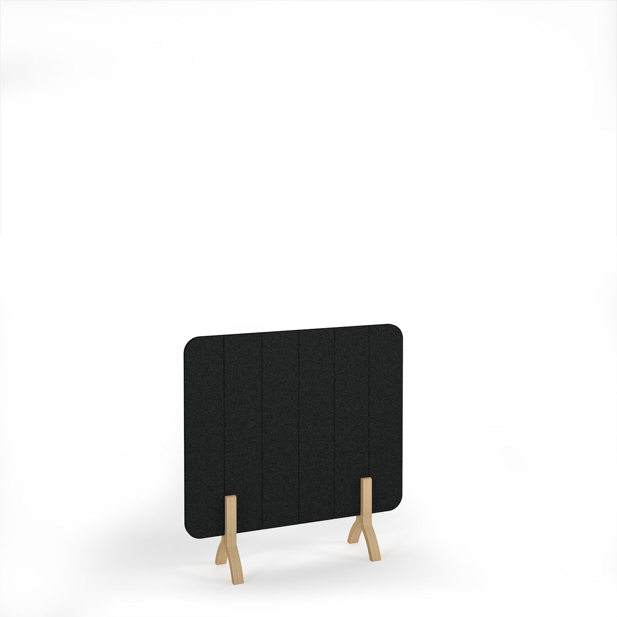 Stripe Accoustic Floor Standing Screen Wooden Legs 1200w 1200h - Black - view 1