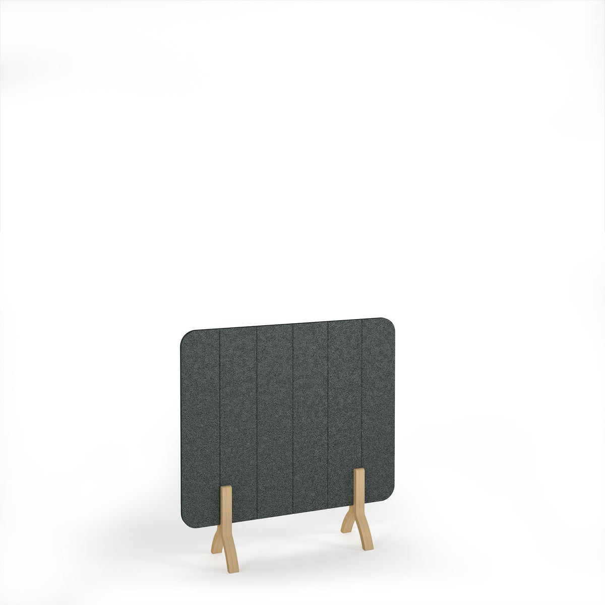 Stripe Accoustic Floor Standing Screen Wooden Legs 1200w 1200h - Moonlight Grey - view 1