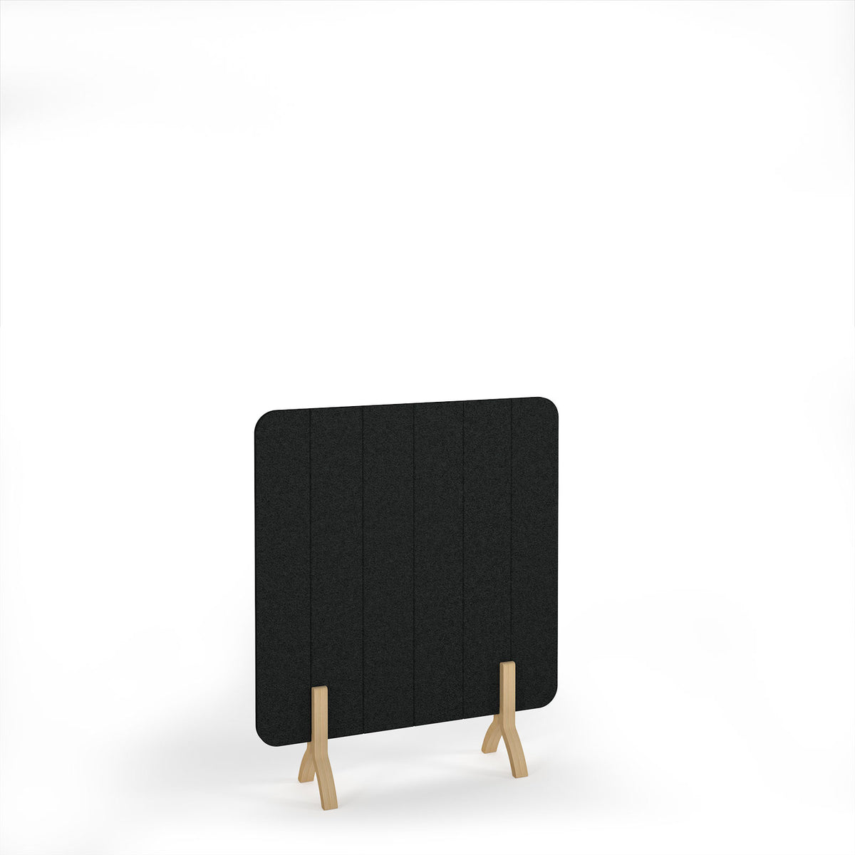 Stripe Accoustic Floor Standing Screen Wooden Legs 1200w 1400h - Black - view 1