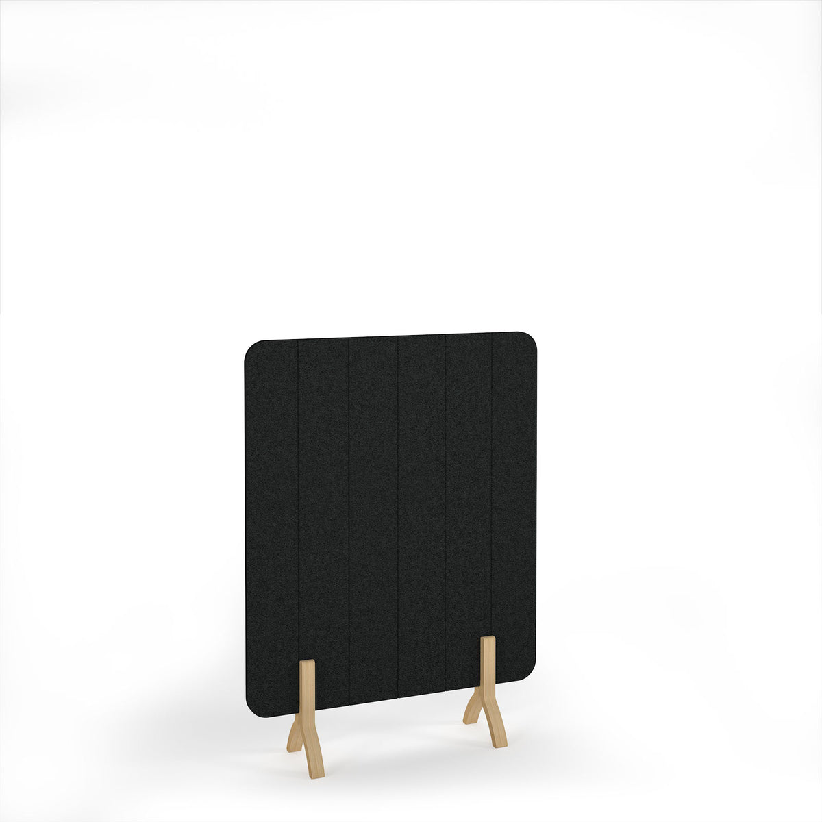 Stripe Accoustic Floor Standing Screen Wooden Legs 1200w 1600h - Black - view 1