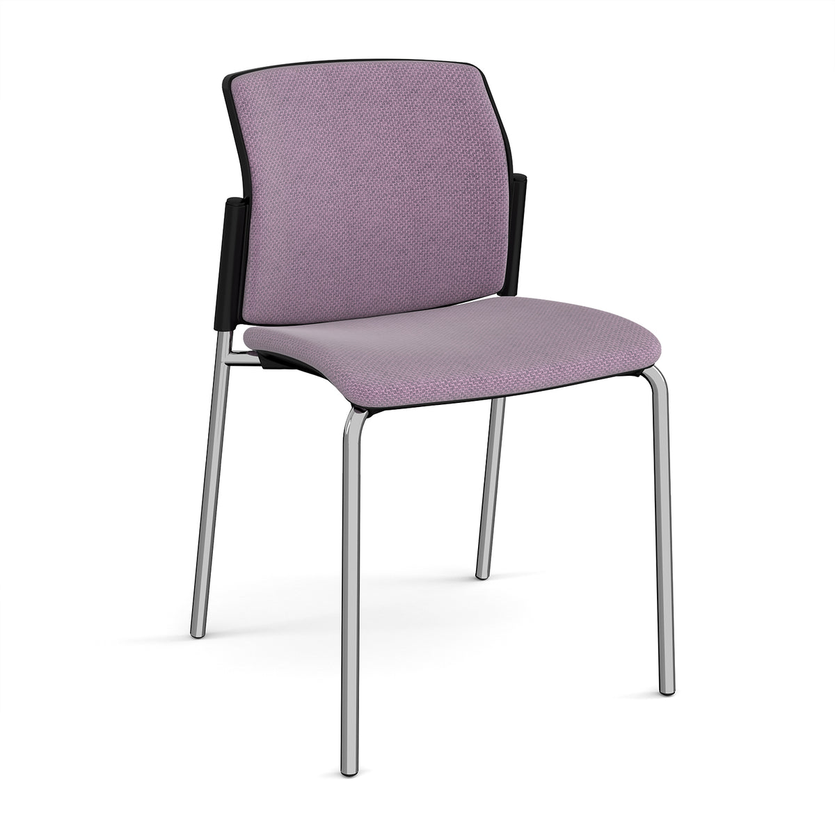Santana 4 leg stacking chair with fabric seat and back, chrome frame and no arms - made to order - view 1