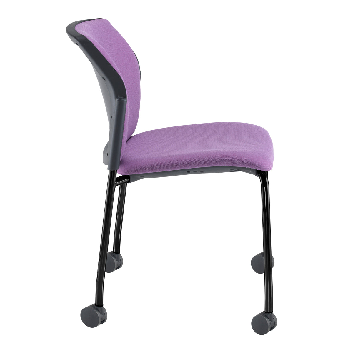 Santana 4 leg mobile chair with fabric seat and back, black frame with castors and no arms - made to order - view 2