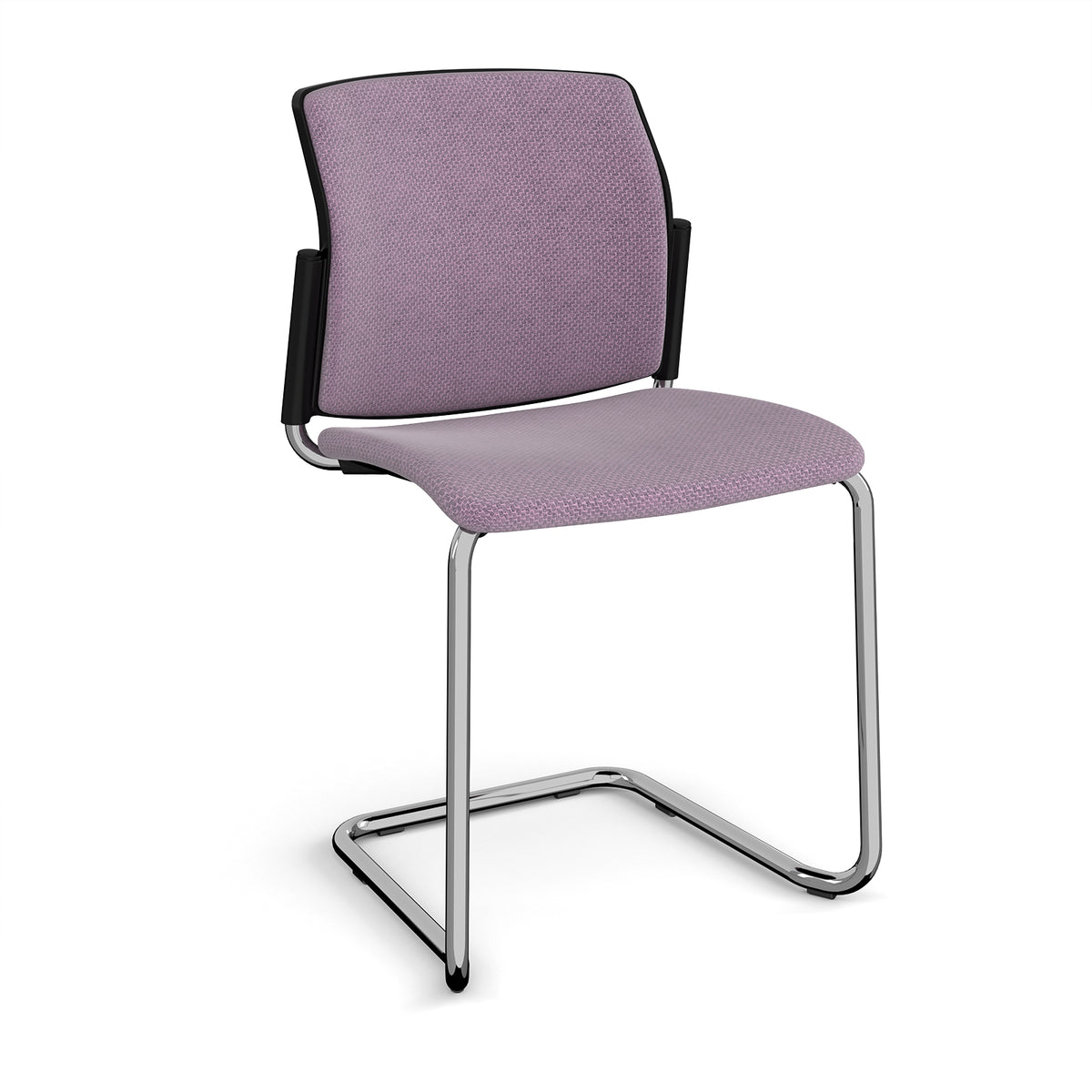 Santana cantilever chair with fabric seat and back, chrome frame and no arms - made to order - view 1