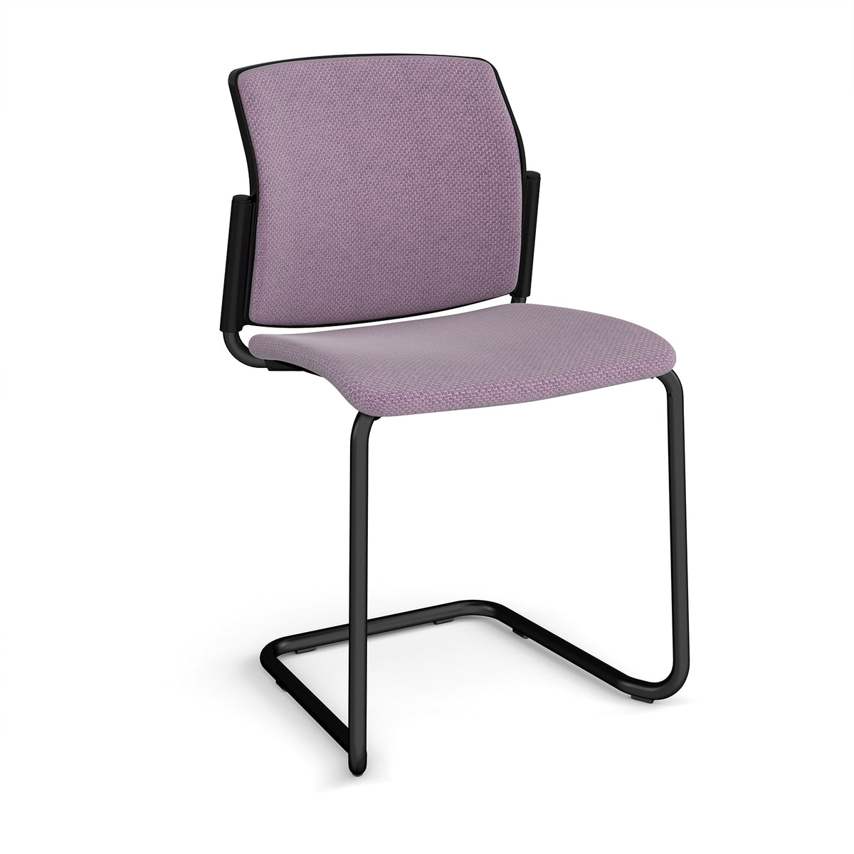Santana cantilever chair with fabric seat and back, black frame and no arms - made to order - view 1