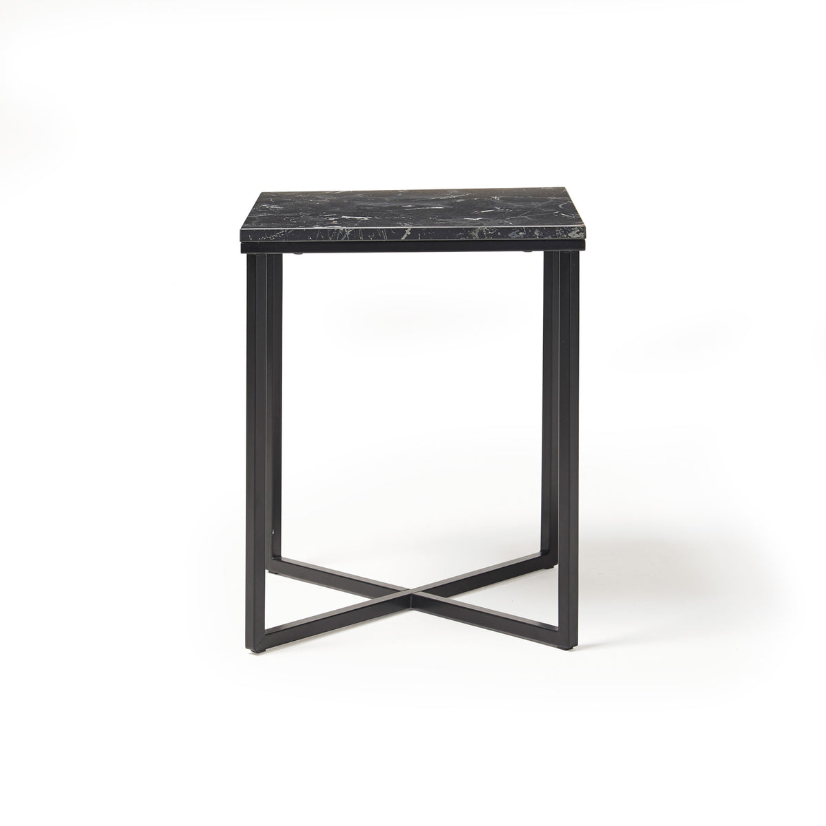 Siano square side table with a black steel frame and Lotus wood top - view 2