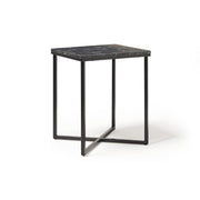 Siano square side table with a black steel frame and Lotus wood top - view 1