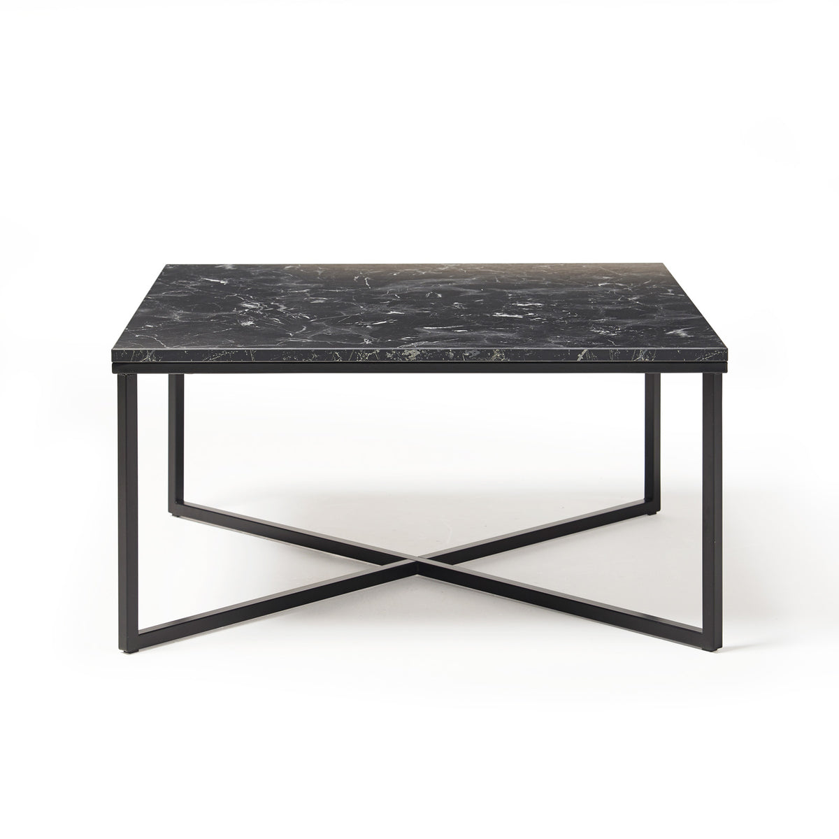 Siano large square coffee table with a black steel frame and Lotus wood top - view 2