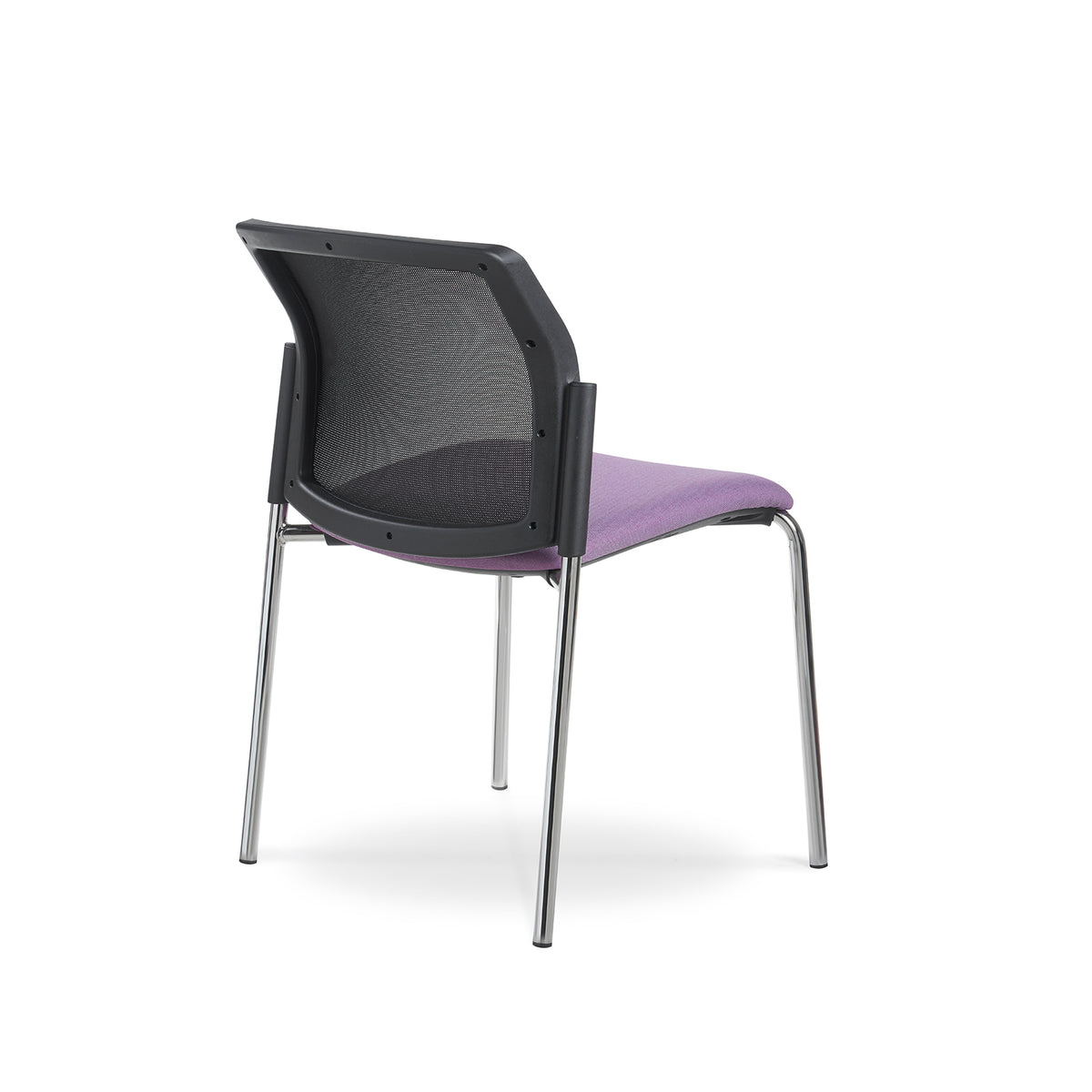 Santana 4 leg stacking chair with fabric seat and mesh back, chrome frame and no arms - made to order - view 3
