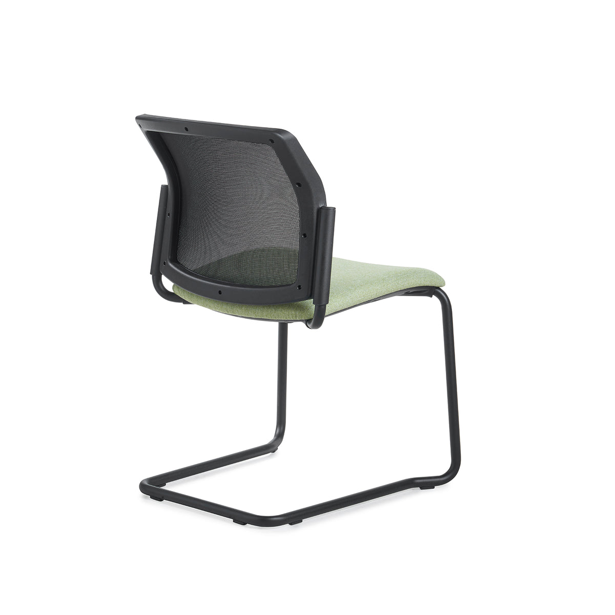Santana cantilever chair with fabric seat and mesh back, black frame and no arms - made to order - view 3
