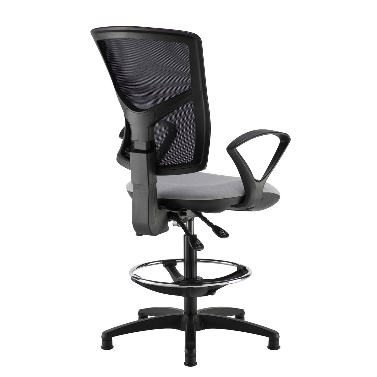 Senza mesh back draughtsman's chair with fixed arms - made to order - view 3