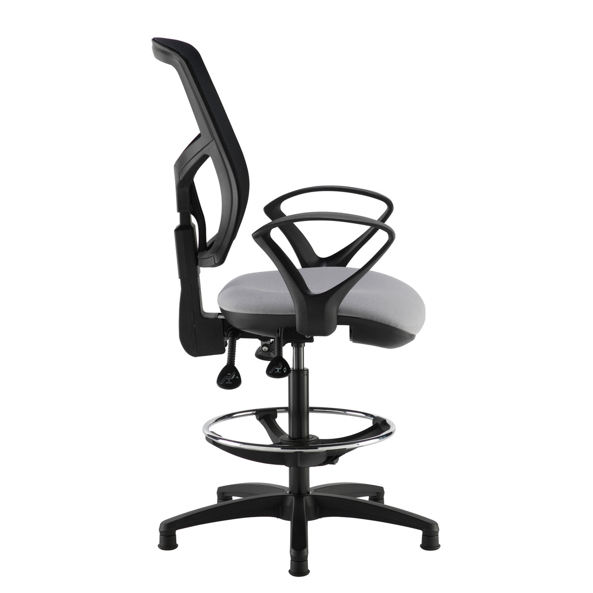 Senza mesh back draughtsman's chair with fixed arms - made to order - view 2