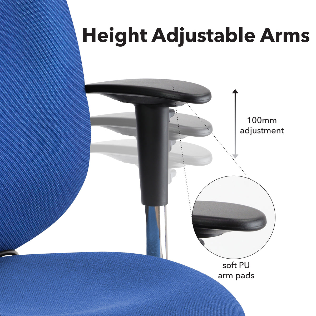 Sofia adjustable lumbar operators chair - blue - view 4