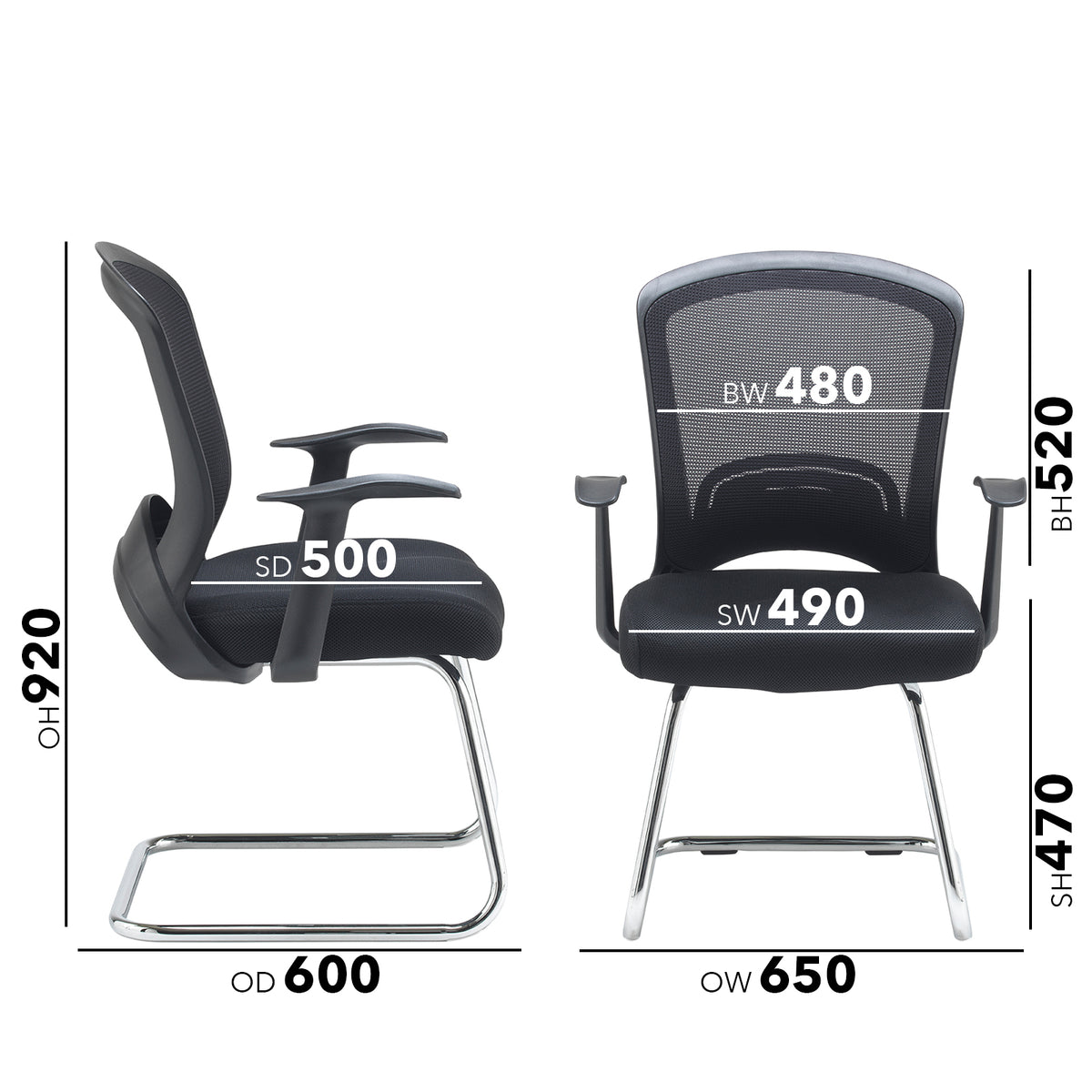 Solaris mesh visitors chair - black - view 5
