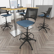 Brescia square poseur table with flat square brushed steel base 800mm - Beech - view 2