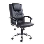 Somerset high back managers chair - black leather faced - view 1