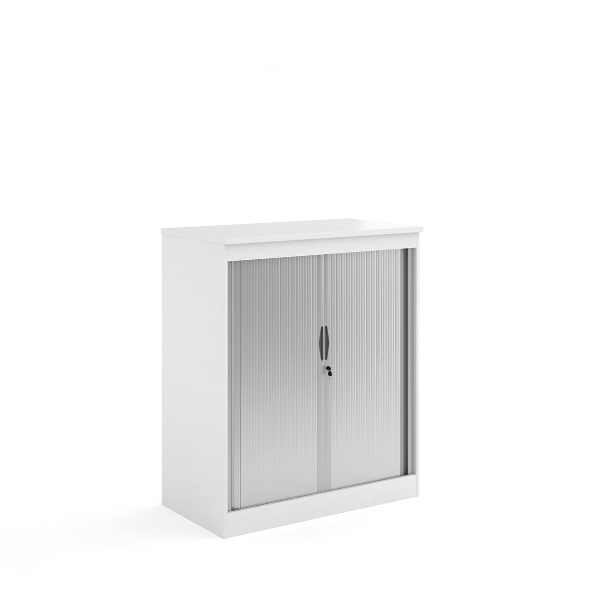 Systems horizontal tambour door cupboard 1200mm high - white - view 1