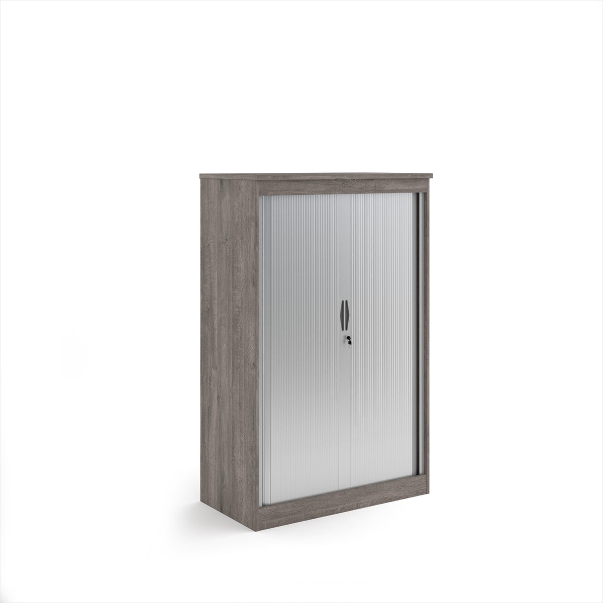 Systems horizontal tambour door cupboard 1600mm high - Grey Oak - view 1