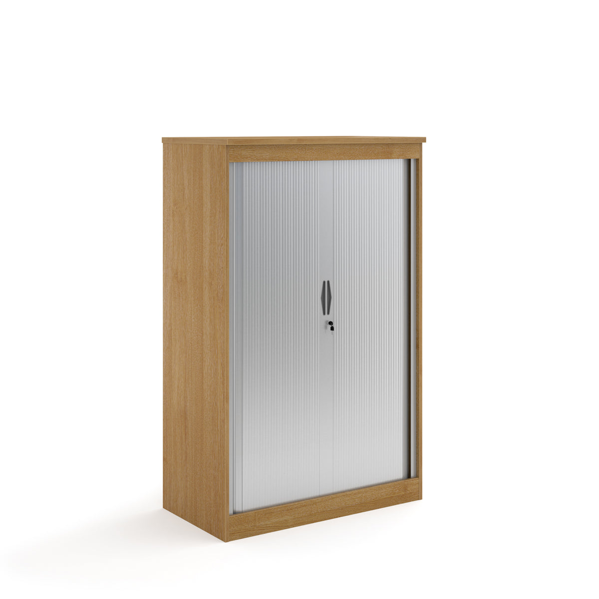 Systems horizontal tambour door cupboard 1600mm high - oak - view 1