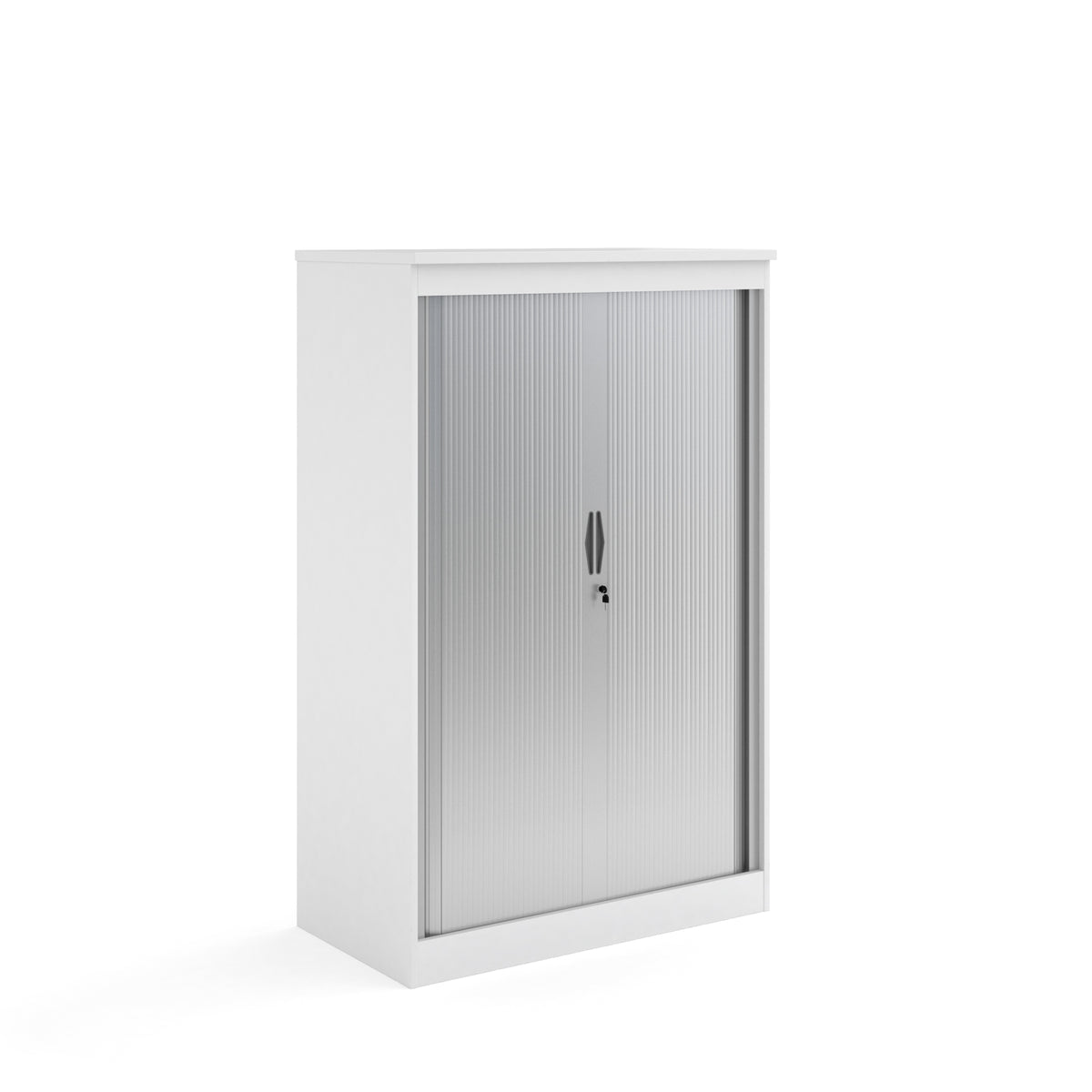 Systems horizontal tambour door cupboard 1600mm high - white - view 1