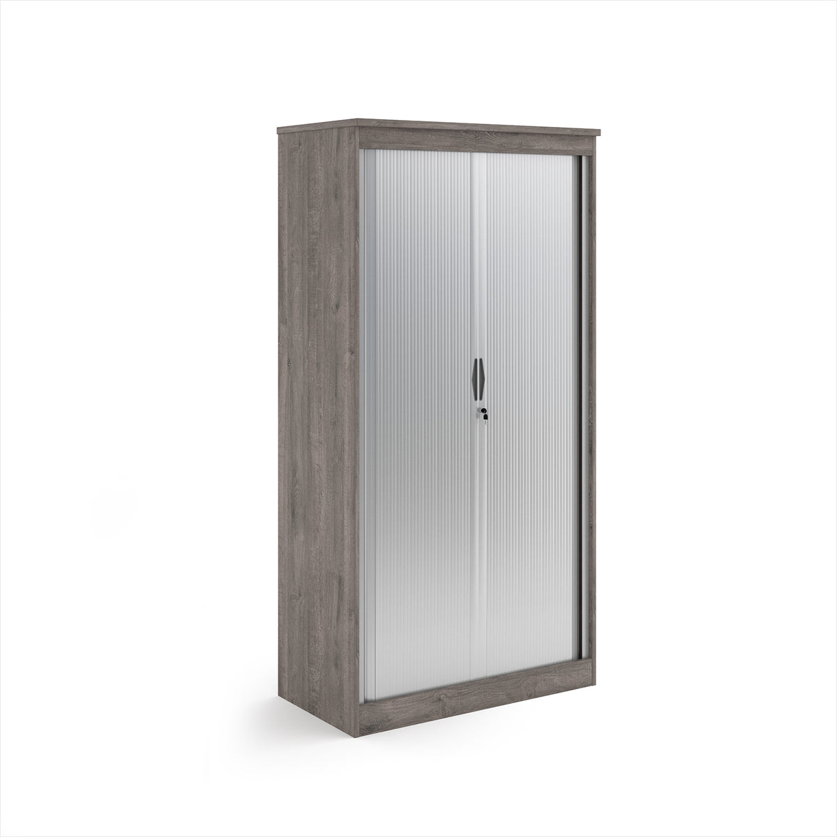 Systems horizontal tambour door cupboard 2000mm high - Grey Oak - view 1