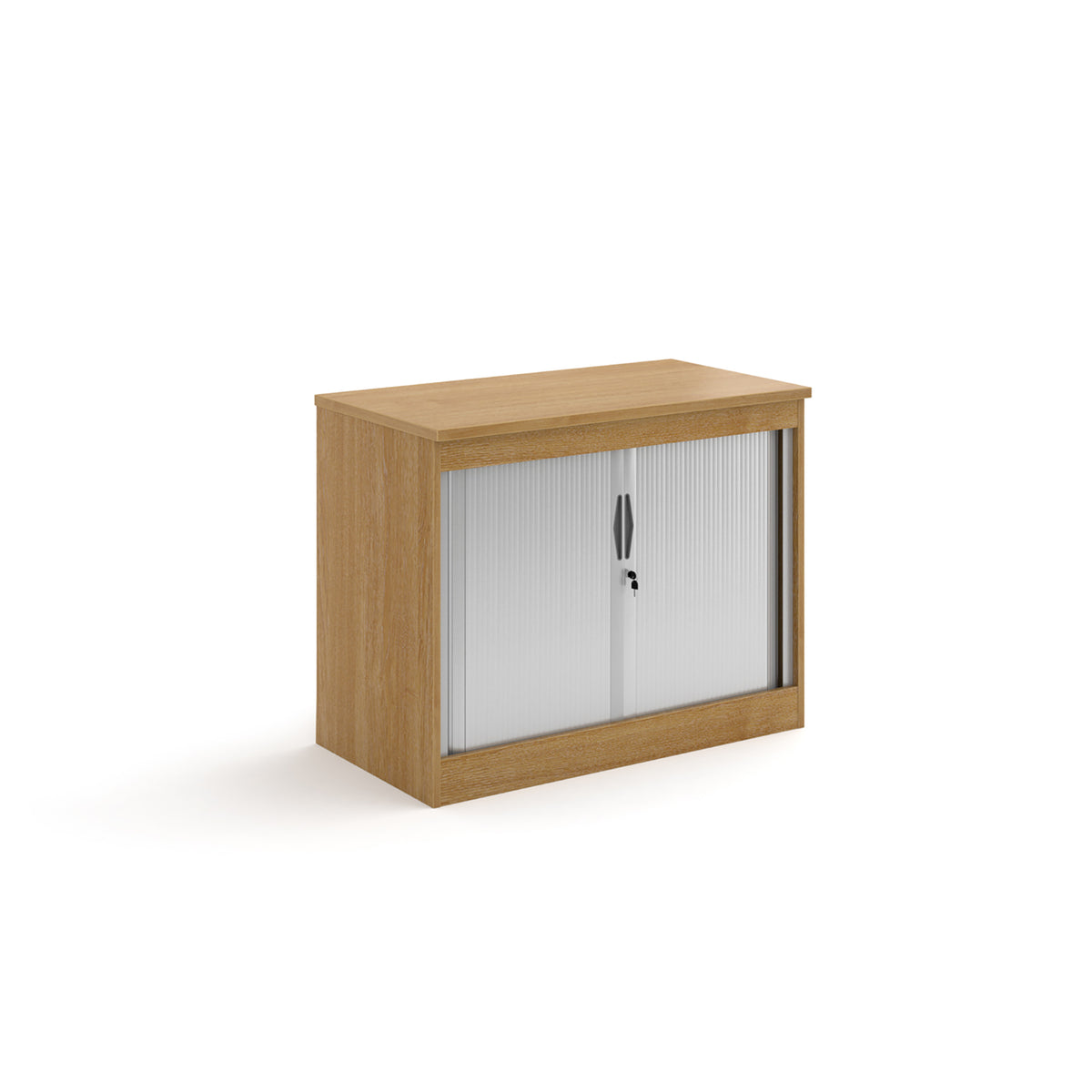 Systems horizontal tambour door cupboard 800mm high - oak - view 1