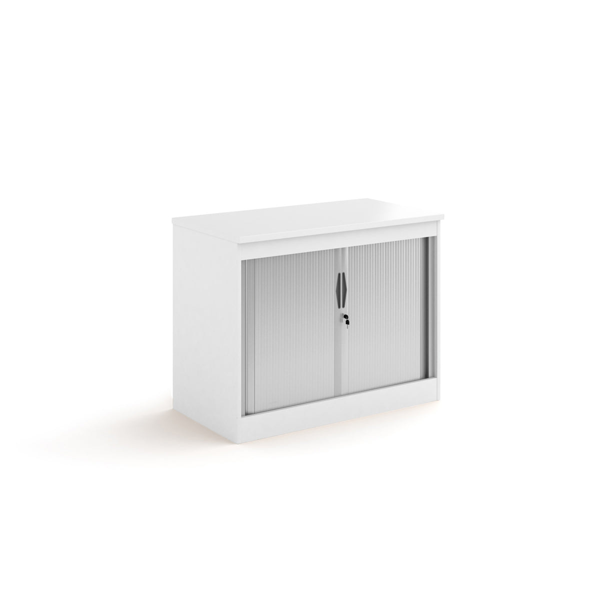 Systems horizontal tambour door cupboard 800mm high - white - view 1