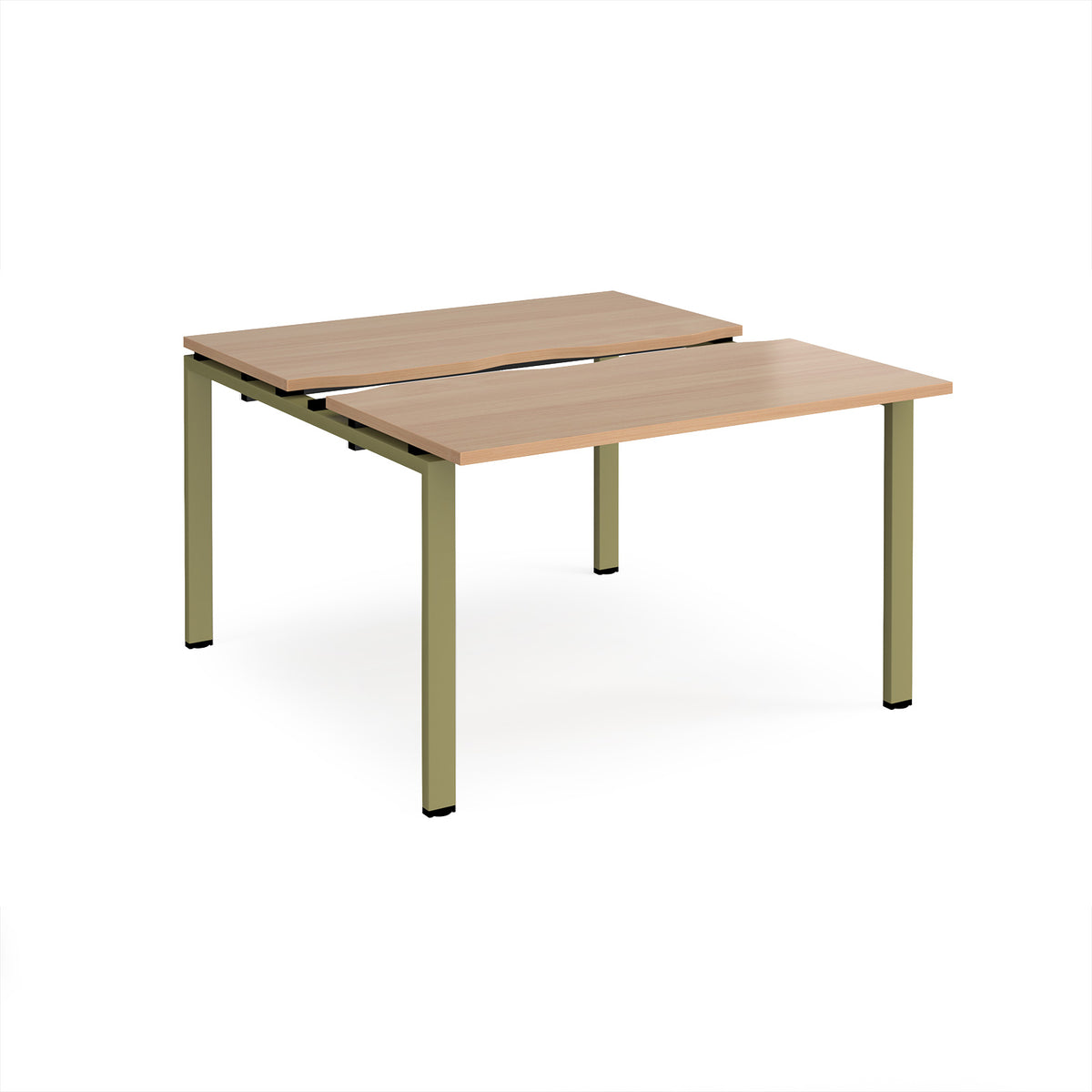 Adapt sliding top back to back desks 1200mm x 1200mm - green frame, Beech top - view 1
