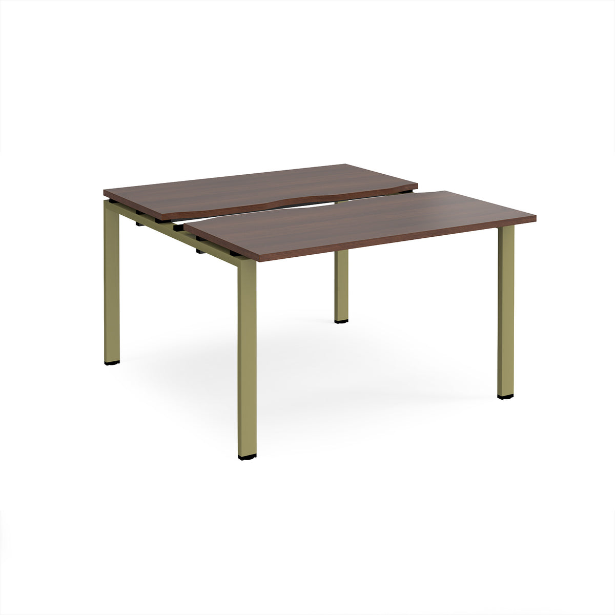 Adapt sliding top back to back desks 1200mm x 1200mm - green frame, Walnut top - view 1