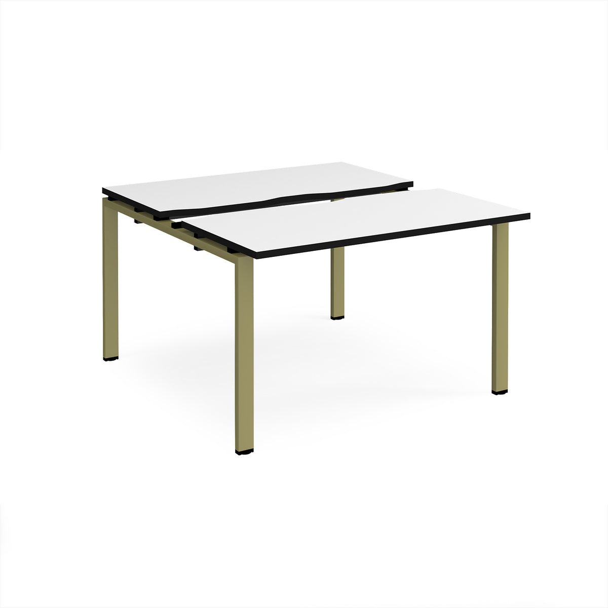 Adapt sliding top back to back desks 1200mm x 1200mm - green frame, White Top, black edge - view 1