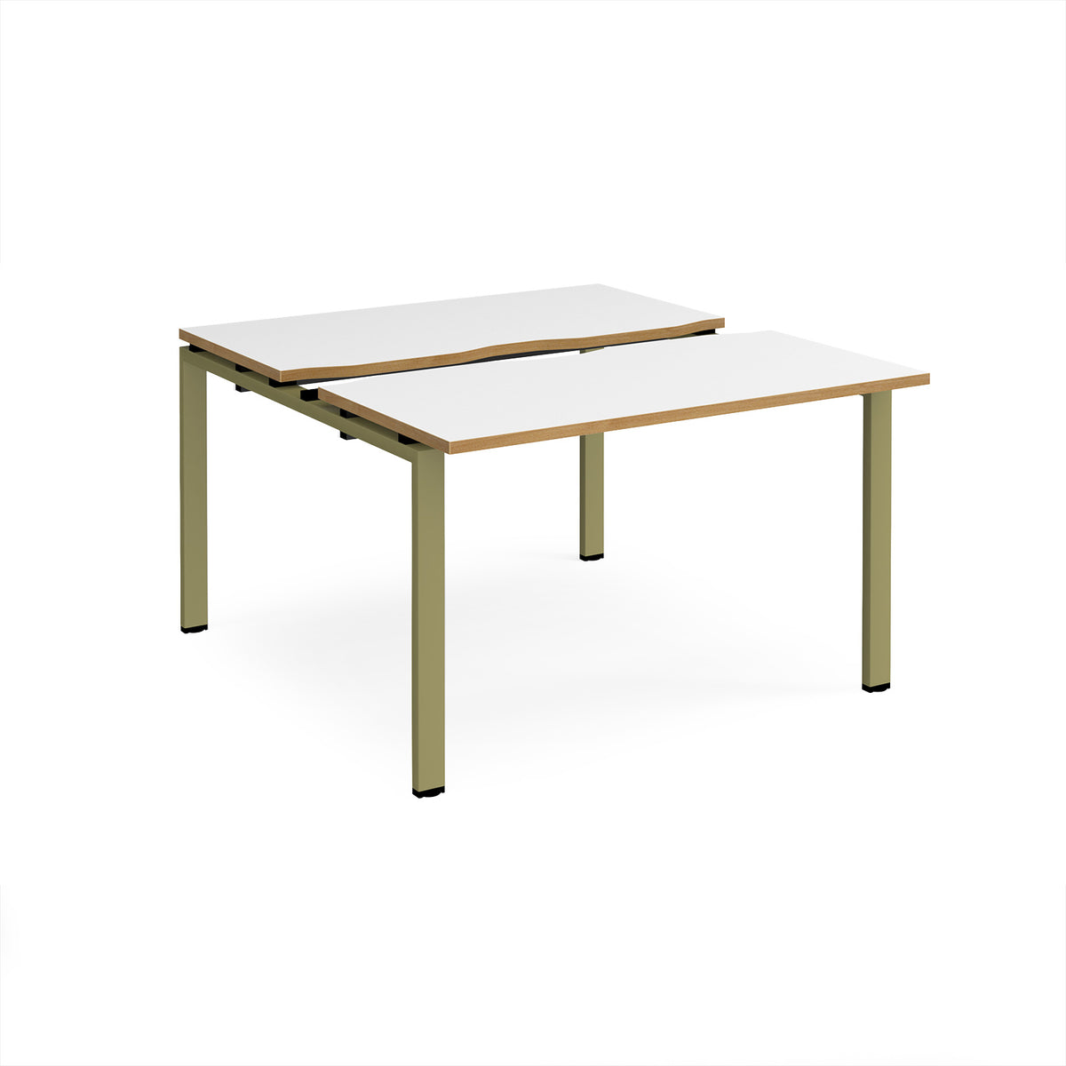 Adapt sliding top back to back desks 1200mm x 1200mm - green frame, White Top, oak edge - view 1