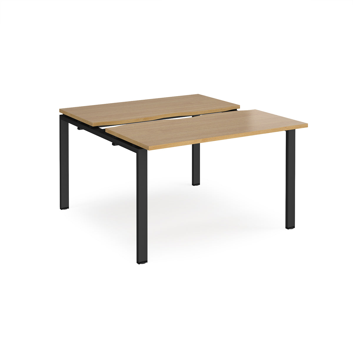 Adapt sliding top back to back desks 1200mm x 1200mm - black frame, Oak Top - view 1