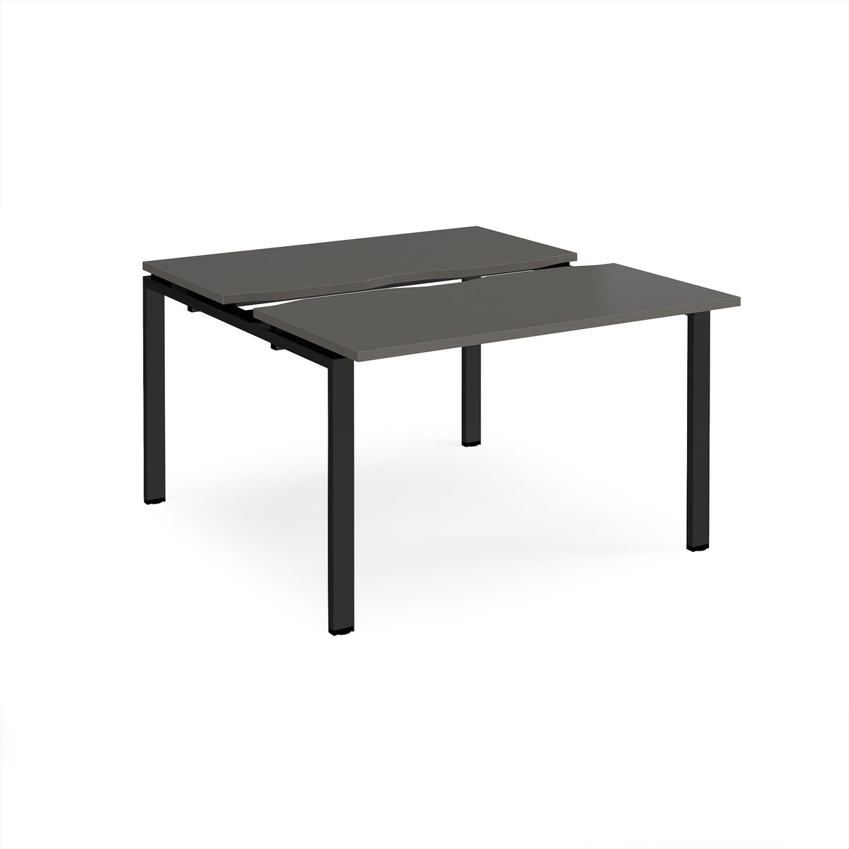 Adapt sliding top back to back desks 1200mm x 1200mm - black frame, storm grey top - view 1