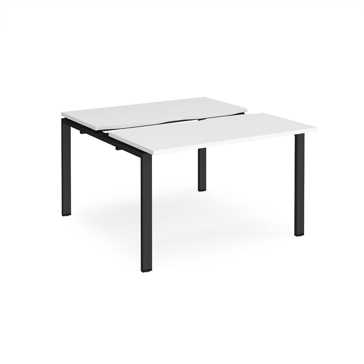 Adapt sliding top back to back desks 1200mm x 1200mm - black frame, White Top - view 1