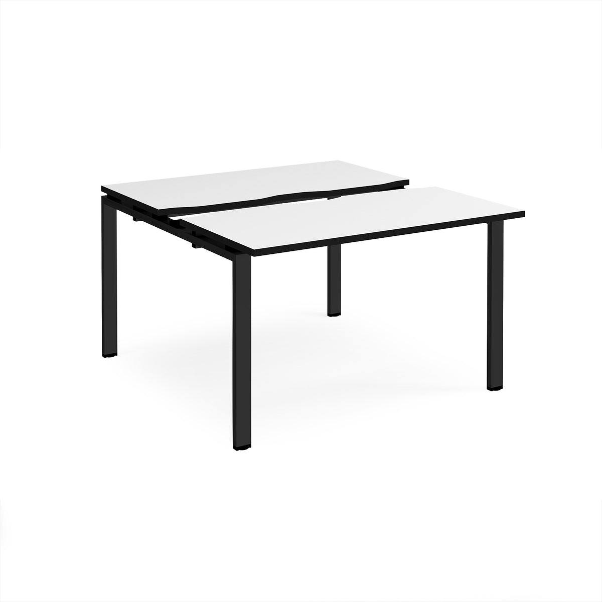 Adapt sliding top back to back desks 1200mm x 1200mm - black frame, White Top, black edge - view 1